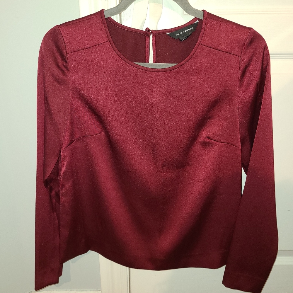 Club Monaco burgundy satin top
